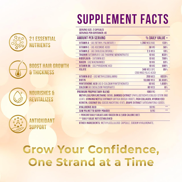 Vitamo Hair Growth Vitamins Supplement Facts