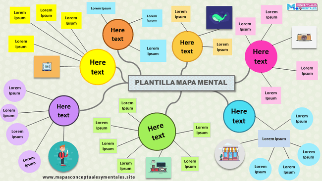 Plantilla PowerPoint mapa mental de tipo Brainstorming