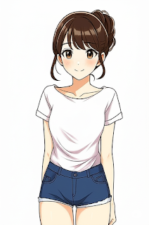 『Google gemini』で作成した『かわいい女の子』Tシャツを着ていろいろなポーズをしたRica