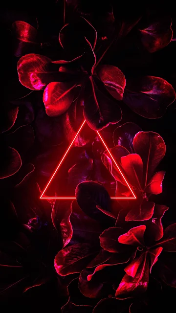 Light, Neon, Red, Petal, Triangle, iPhone Wallpaper