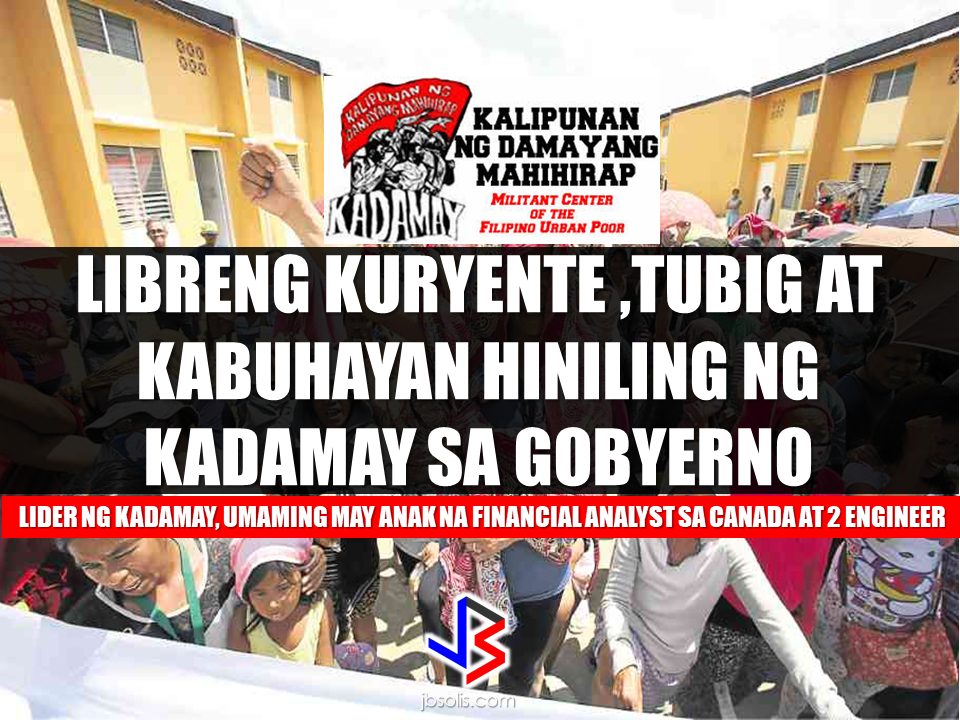 After occupying government housing project in Pandi Bulacan that has been eventually given to them by NHA, Kadamay members has a new demand on President Duterte. They want free electricity and water supply. In an hour long protest they made infront of Pandi Municipal Hall in Bulacan, some 300 members of Kadamay  wishes that their demand would be heard by the government. After acquiring the houses they illegally occupied, they demanded that electricity and water supply has to be provided by the government for free.   And it just doesn't end there, there's more. Kadamay also demanded that the government must provide them with jobs and livelihood with high income.  Kabataan party list  Rep. Sarah Elago and Anakpawis party list Representative Ariel Casilao, the plight of Kadamay does not only end on occupying government housing projects.  Casilao said that Kadamay members has no jobs and it is government's responsibility to give them adequate livelihood or jobs.  Meanwhile, Kadamay leader admitted that she has  far different status in life  compared to her members. In an interview with Sheryl Cosim on News 5, Marissa Palomeno, admitted that she has two children who are both engineers and another child who is a financial analyst in Canada. Palomeno said even though she is far well-off  as compared to her members, she does not forget where she came from and that is the common thing  that makes her cling with the poor. Recommended: DOLE To Hold A Job And Business/Livelihood Fair On Labor Day    ©2017 THOUGHTSKOTO www.jbsolis.com SEARCH JBSOLIS