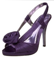 Purple shoe with rose embellishment