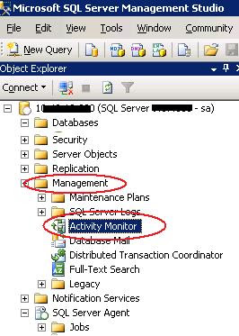 monitor de actividad de SQL Server