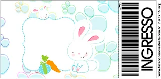 Easter Bunny with Light Blue and White Squares: Free Printable Invitations.