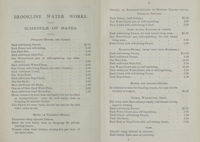 Brookline Water Works schedule of rates, 1875