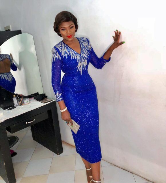 Nigerian Sequence Blue Short Gown Styles