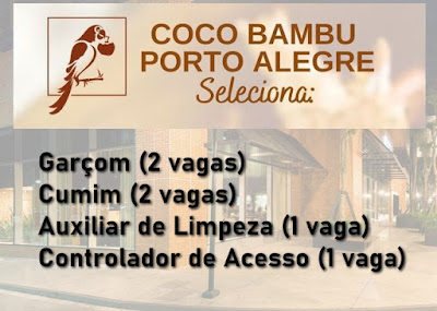 Restaurante em Porto Alegre contrata Aux. Limpeza, Cumim, Garçom e Controlador de Acesso