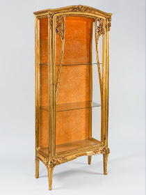 French Art Nouveau gilwood and glass vitrine by Majorelle