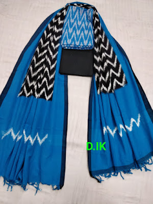 Adorable double ikkat cotton dress materials with top, dupatta and bottom | No cash on delivery. | No COD