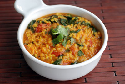 mung dal with spinach