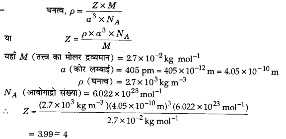 Solutions Class 12 रसायन विज्ञान-I Chapter-1 (ठोस अवस्था)