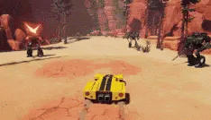 Transformers earthspark expedition videogame GIF with Bumblebee fighting against enemies