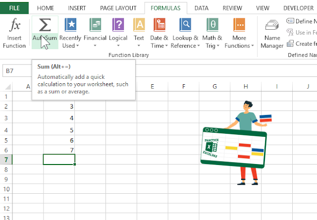 التعرف على طريقة الجمع في برنامج مايكروسوفت Excel
