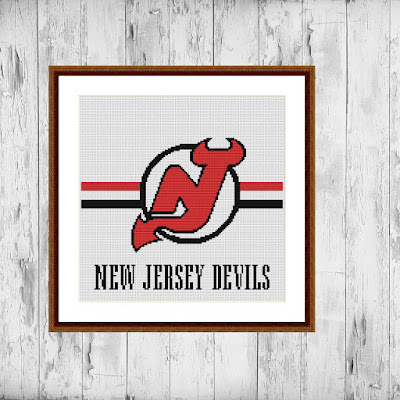 New Jersey Devils modern counted cross stitch pattern