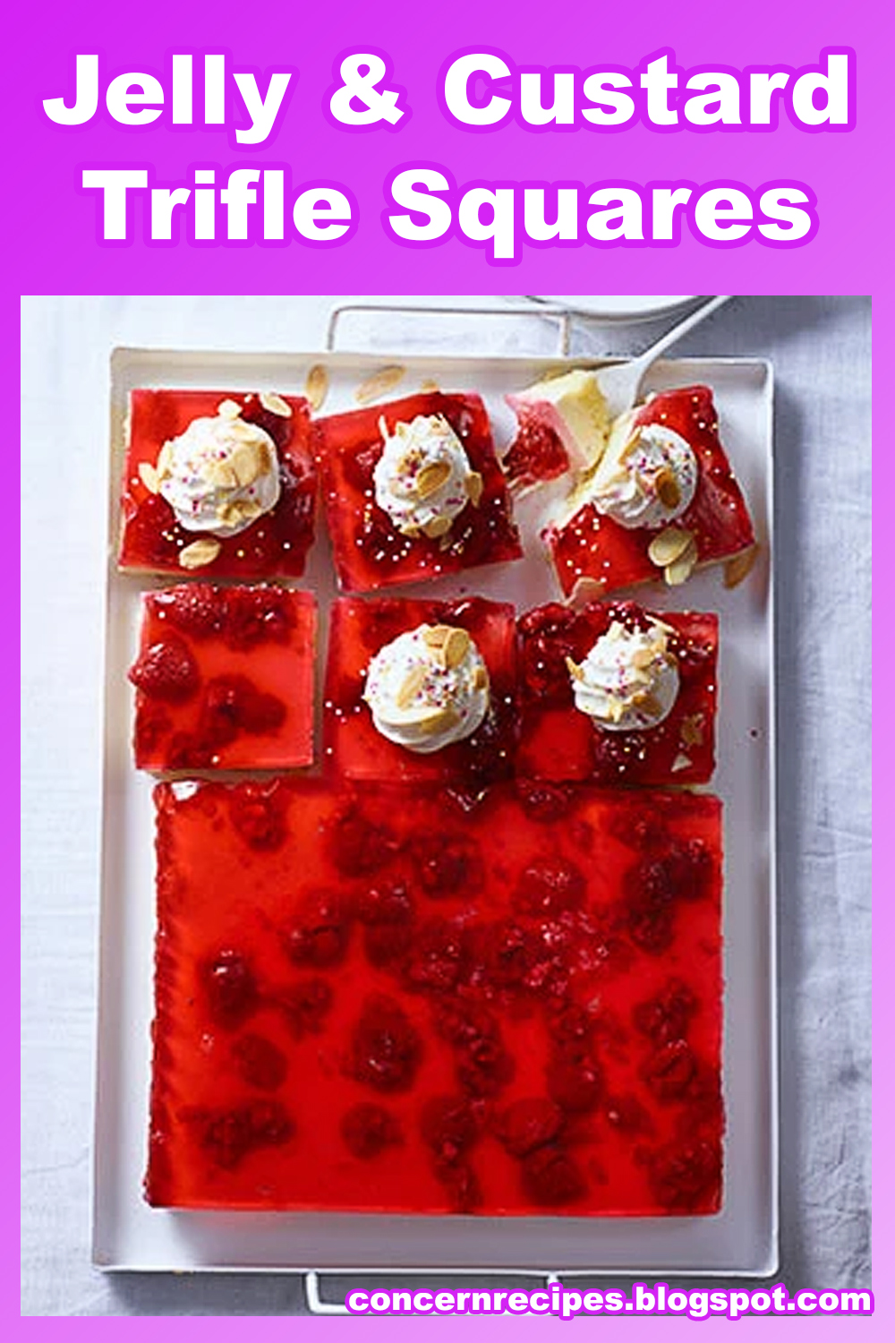 Jelly & Custard Trifle Squares - Summer Desserts