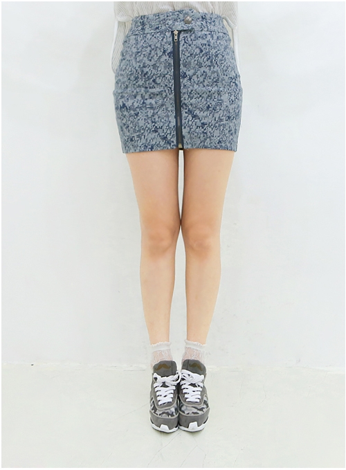 Printed Mini Skirt with Zip Up Closure