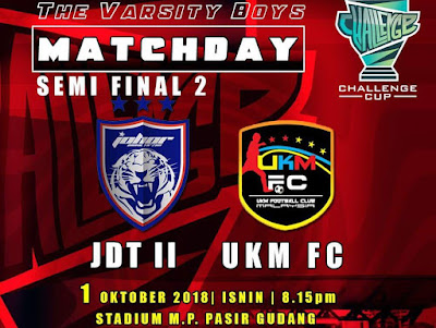 Live Streaming JDT II vs UKM FC Challenge Cup 1.10.2018