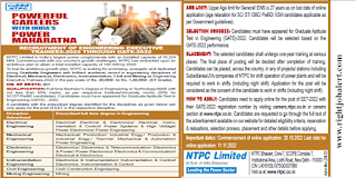 864 Engineering Executive Trainee Job Vacancies in NTPC Limited