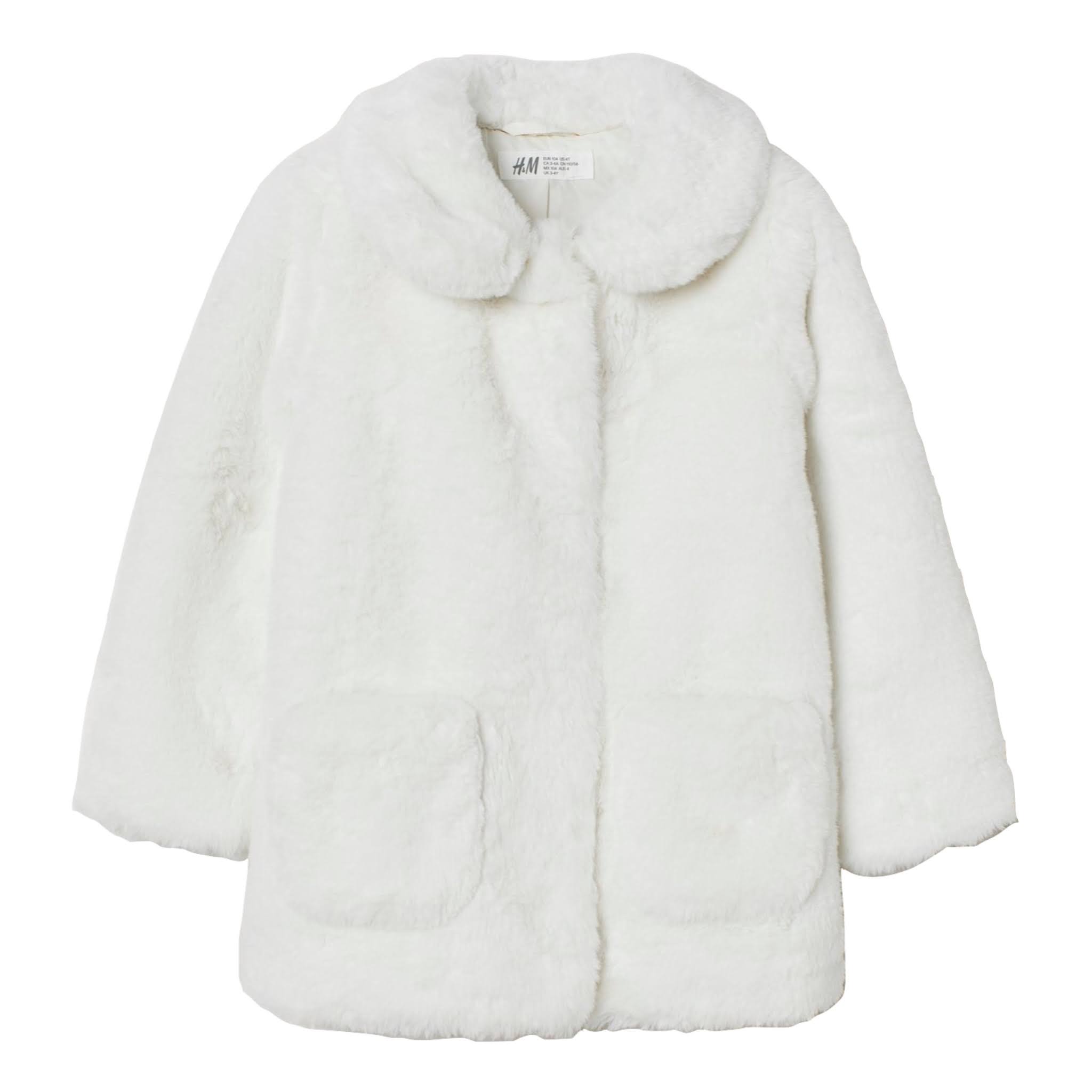 Girls White Teddy Bear Coat from H&M Kids