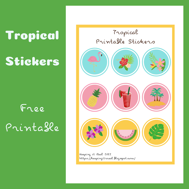 Tropical Round Stickers - free printable