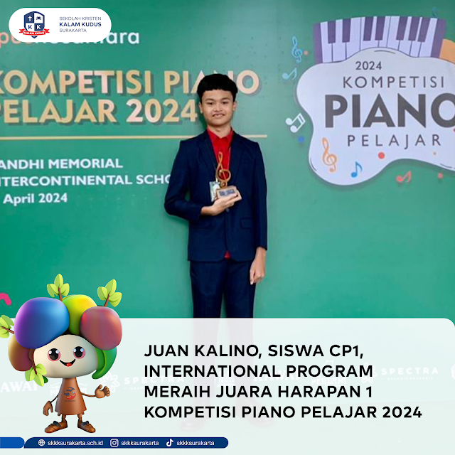 Juan Kalino, siswa Kelas CP1, Juara Harapan 1 Kompetisi Piano Pelajar 2024 Opus Nusantara Tingkat Nasional