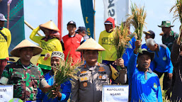 Kapolres Ngawi Hadiri Panen Raya Bersama Pangdam V Brawijaya di Desa Sekarputih Widodaren