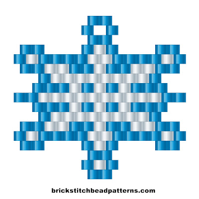 Click for a larger image of the Small Winter Snowflake brick stitch bead pattern color chart.