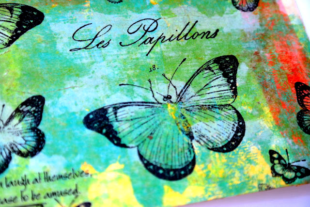 Les Papillons Mixed Media Postcard by Dana Tatar for Canvas Corp Brands