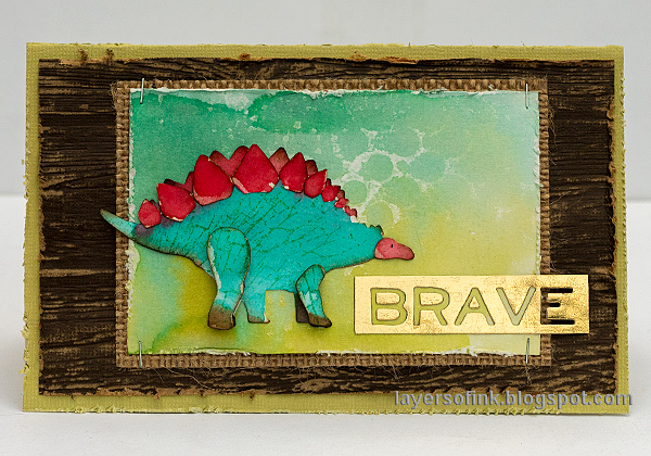 Layers of ink - Dinosaur Cards Tutorial by Anna-Karin Evaldsson. Stegosaurus card.