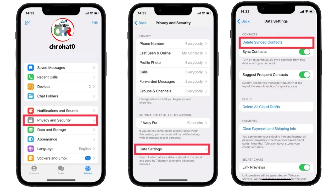 كيفية حذف جهات الاتصال في Telegram