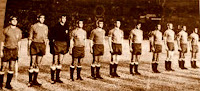 Selección de ESPAÑA - Temporada 1967-68 - Reija, Luis, Iríbar, Osorio, Tonono, Gallego, Gárate, José María, Marcial, Pirri y Amancio - ESPAÑA 2 (Pirri y Gárate), CHECOSLOVAQUIA 1 (Kuna) - 22/10/1967 - Eurocopa de Italia 1968, fase de clasificación - Madrid, estadio Santiago Bernabeu - Alineación: Iríbar; Osorio, Tonono, Gallego, Reija; Pirri, Marcial; Amancio, Luis, Gárate y José María