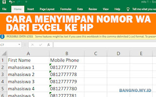 Cara Menyimpan Nomor WA  Dari Excel Ke HP