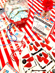 Decorate in red, white and blue.