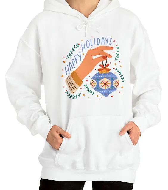 Unisex Modern Happy Holidays and Tee Toy Christmas Festive Heavy Blend™ Hooded Sweatshirt