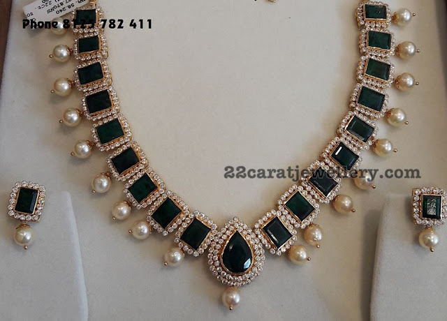 CZ Emerald Necklace with Tops 