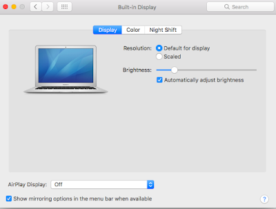 Display Arrangement Tab MacOS Sierra