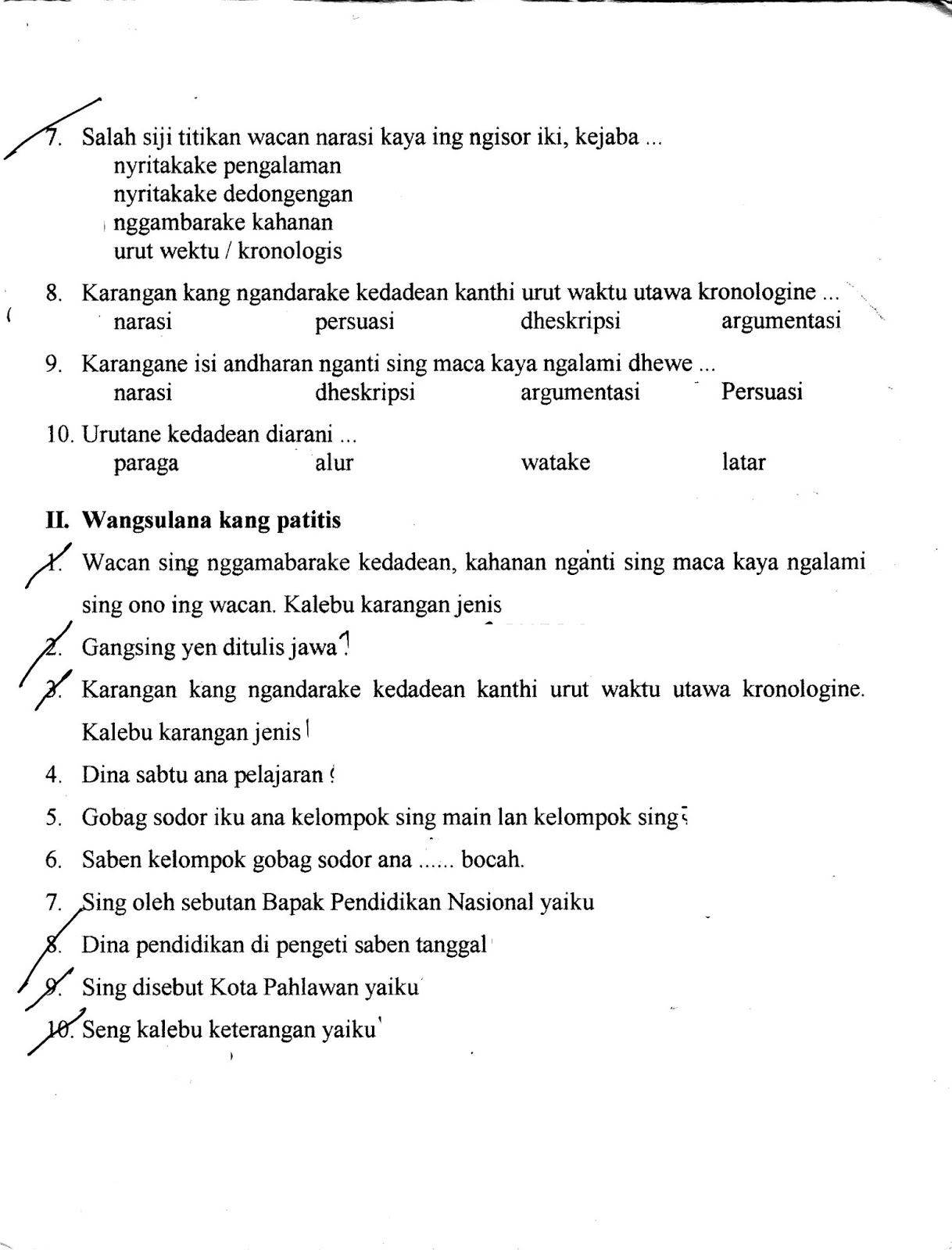 Penilaian Harian Bahasa Jawa SD Kelas 5 TA 2017 2018 Semester Ganjil Kurikulum 2013 Halaman 2