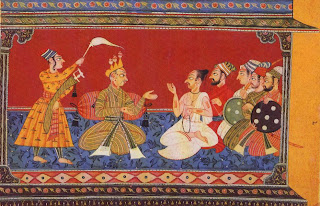 Illustration from the Shangri Ramayana Series: King Dasaratha in Conference 