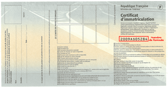 Certificat dimmatriculation détails et explications sur lex carte grise