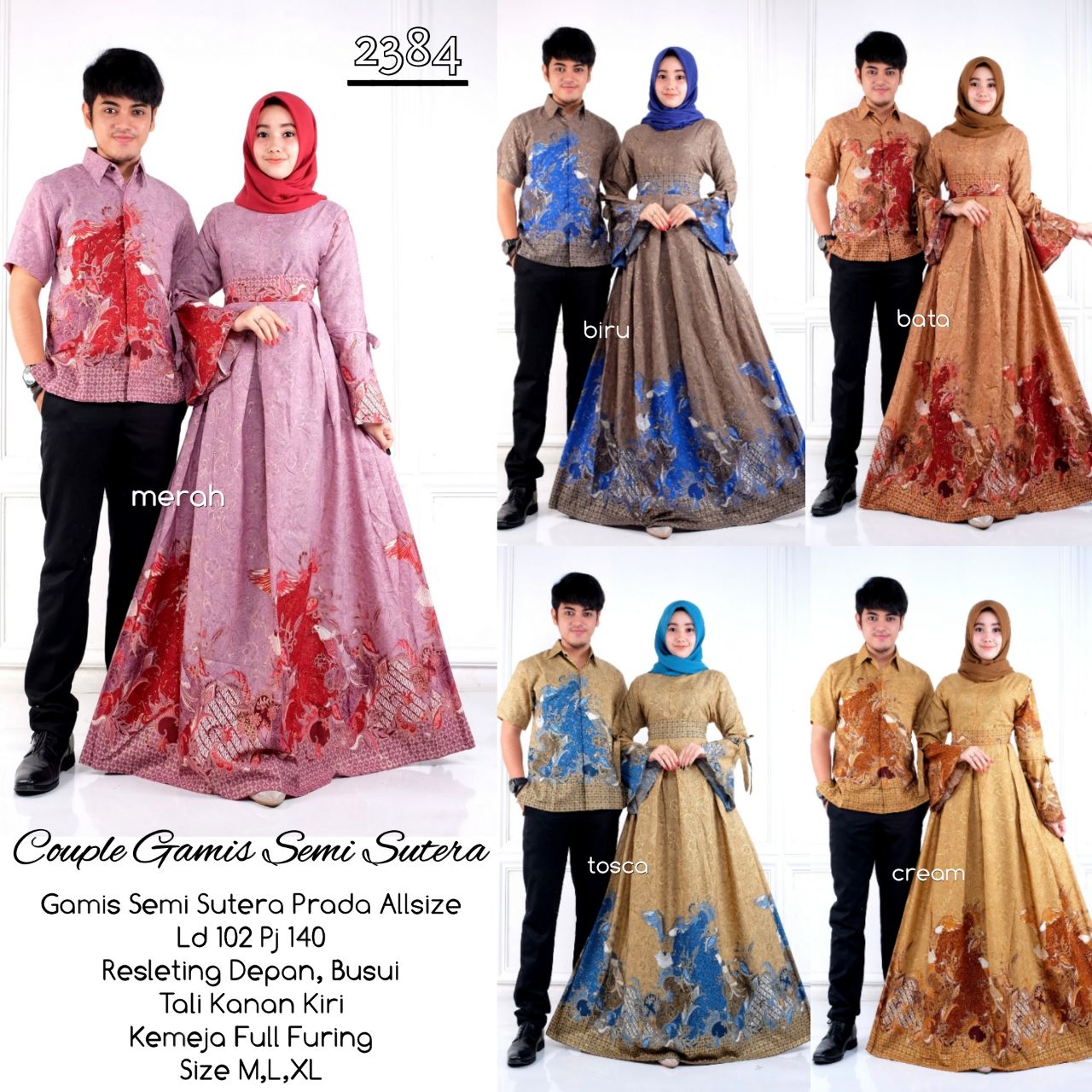 Model Baju Batik Gamis Couple D2384 Semisutera Batik 