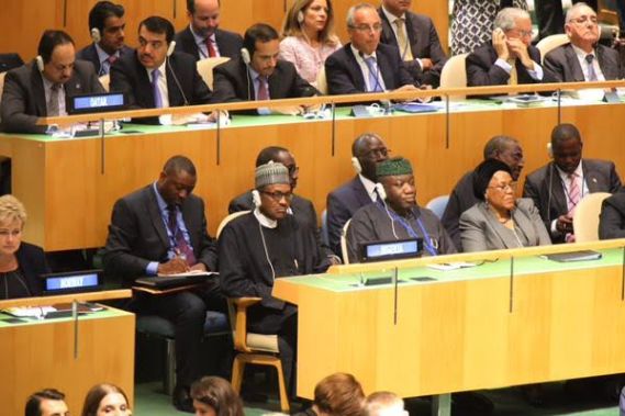 President Buhari pictured at the UN General meeting