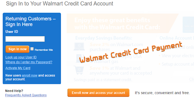 walmart credit card payment online