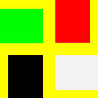 Yellow swastika surrounded by the colors green, red, black, and white.