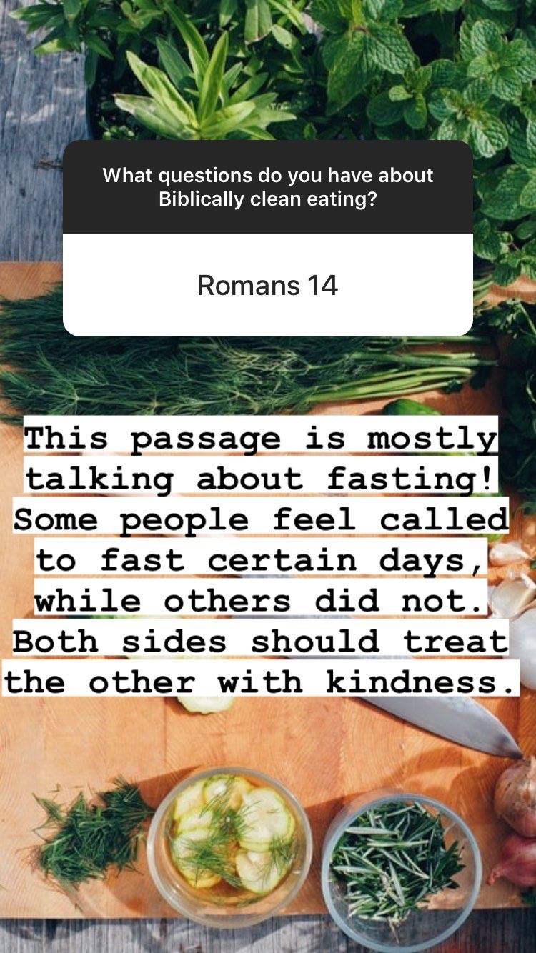 Romans 14 and the Bible's instructions about what we eat  + Biblically clean eating questions and answers  | Land of Honey