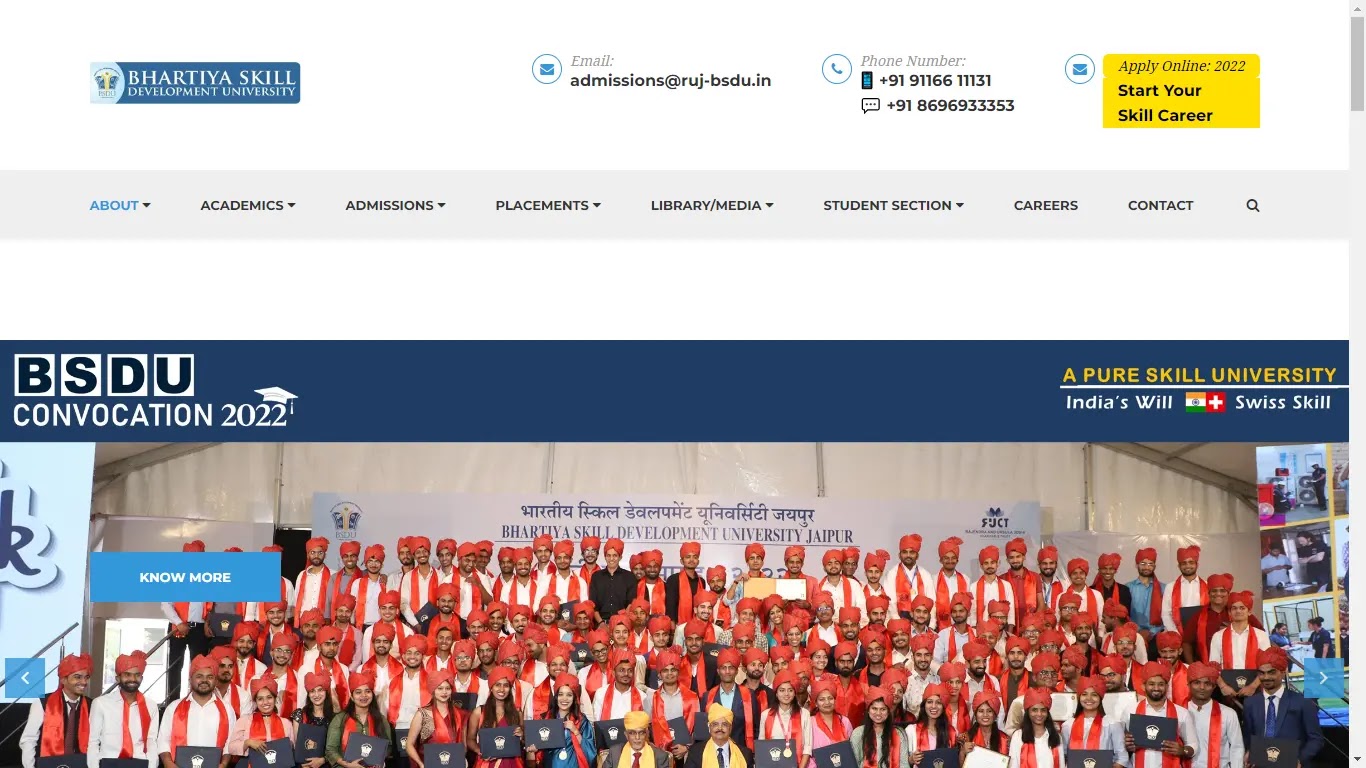 Bhartiya Skill Development University Admission, Courses, Fees, Ranking and Contact
