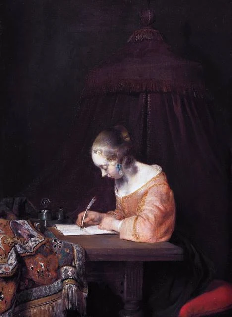 Mulher Escrevendo uma Carta, pintura de Gerard Ter Borch.