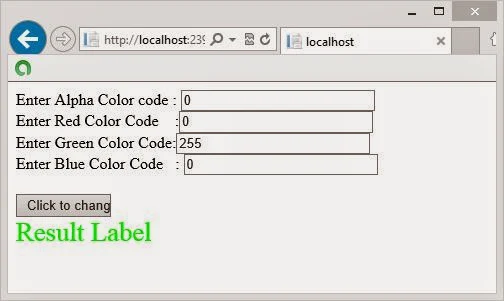 How to change text color from ARGB value in ASP.NET