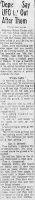 Deputies Say UFO Let Out After Them - Chronicle 9-5-1965