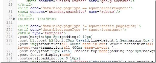 code folding in new blogger template editor