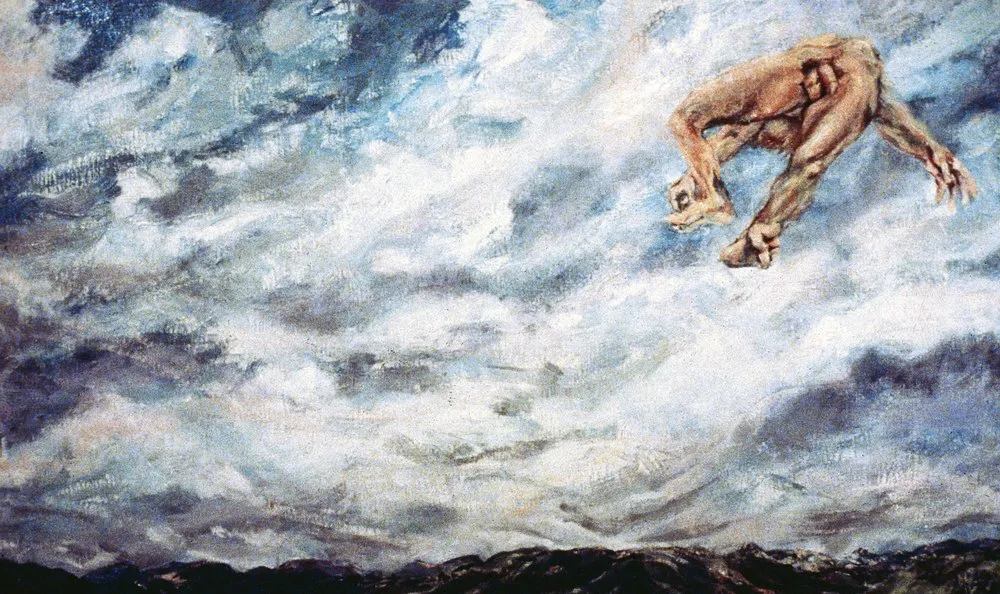 “Falling,” 1985 40"x72" oil on linen (Credit www.avivarahmani.com)